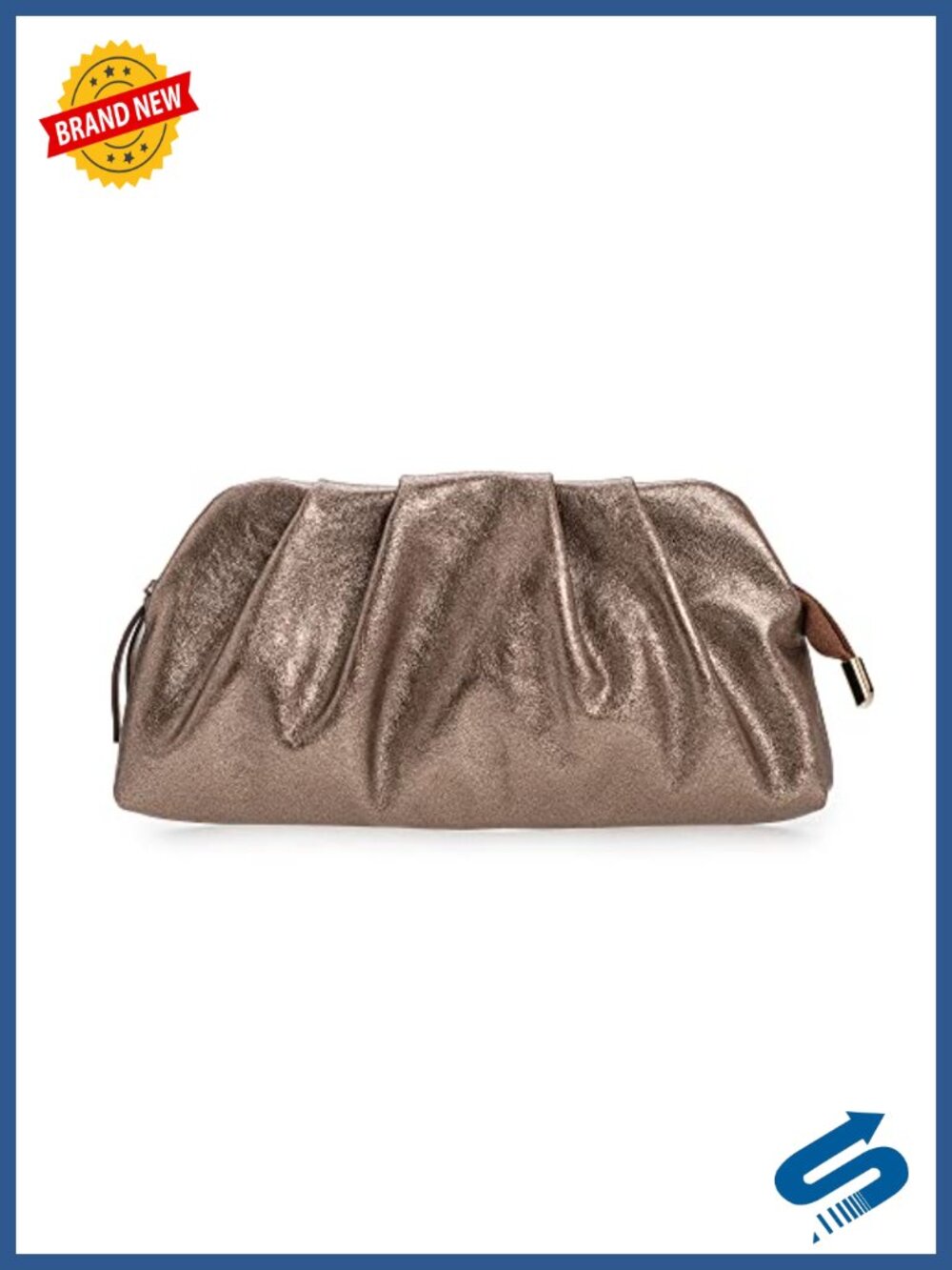 Pleated PU Leather Clutch Vegan Leather Evening Bag with Chain Strap